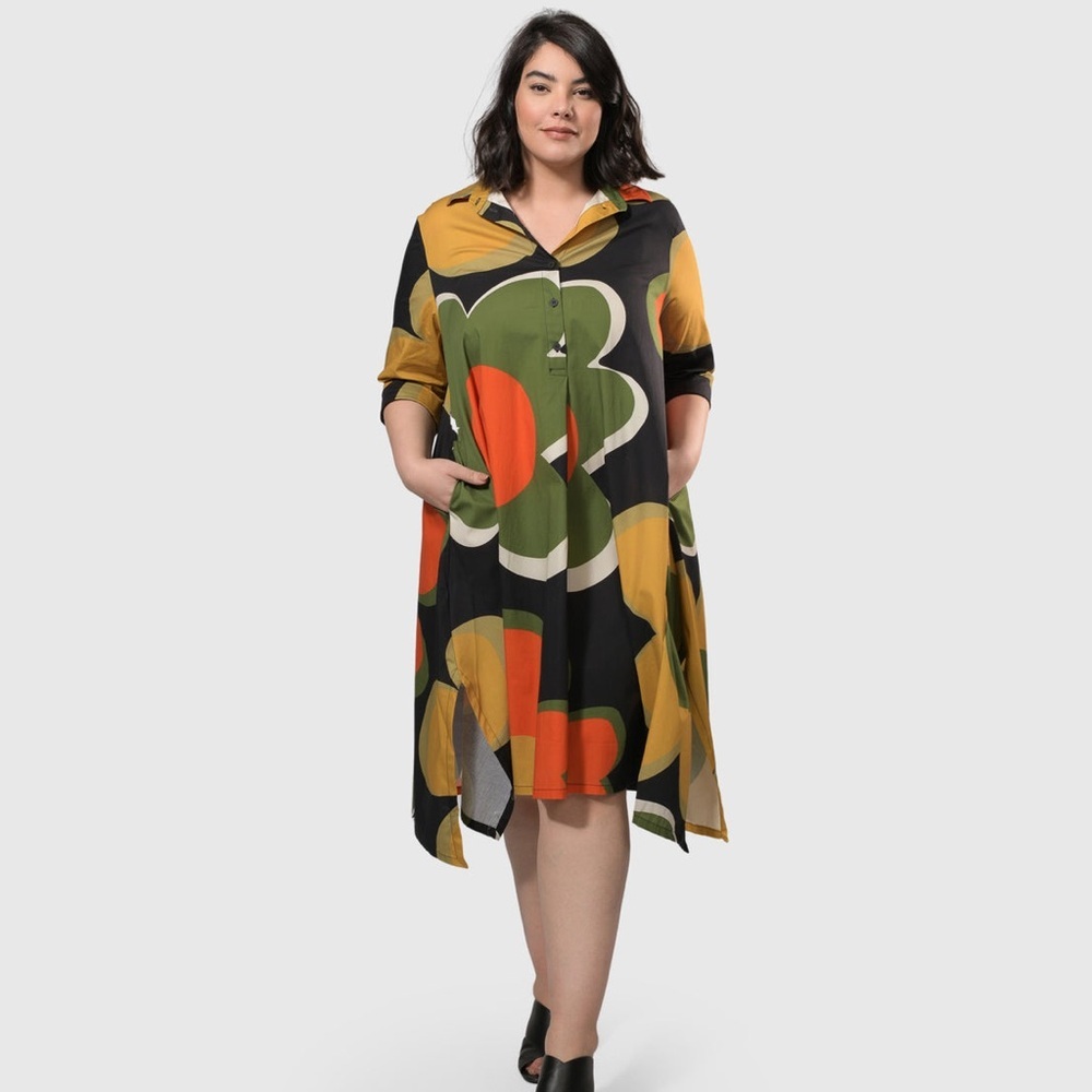 Alembika Abstract Oversized Garden Floral Trapeze ShirtDress Midi in size 8-10